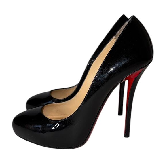 Christian Louboutin Argotik Black Patent Leather Heels Pumps Size 39 - Picture 4 of 14